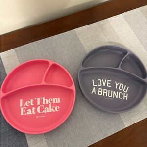 Bella Tunno Pink and Grey Divided Plates Set
